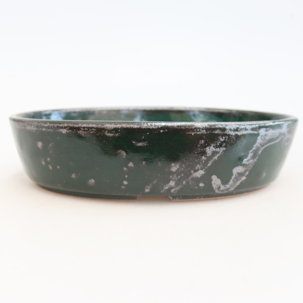 Keramická bonsai miska 18,5 x 13,5 x 4,5 cm, barva zelená