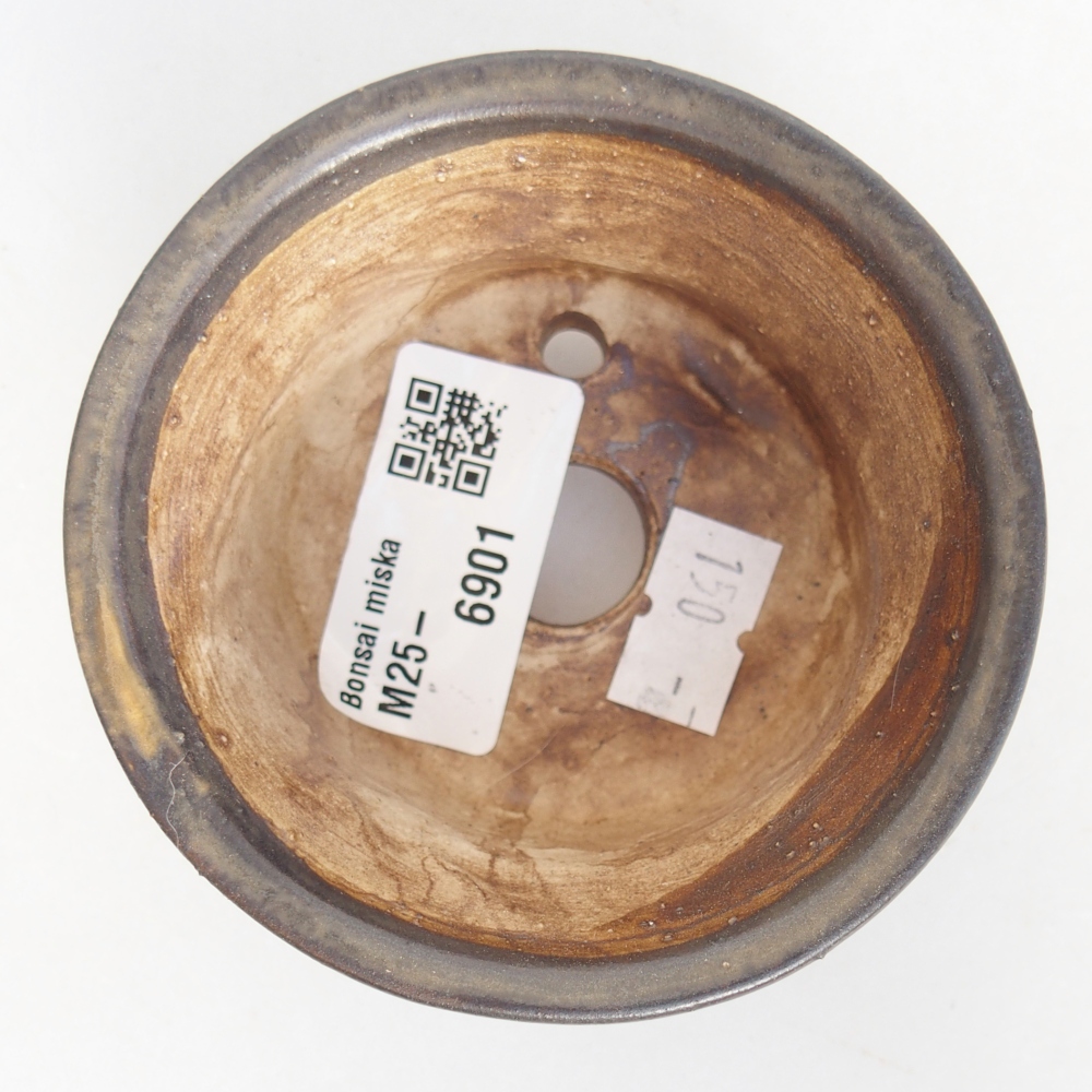 Keramická bonsai miska 8 x 8 x 4,5 cm, barva hnědá