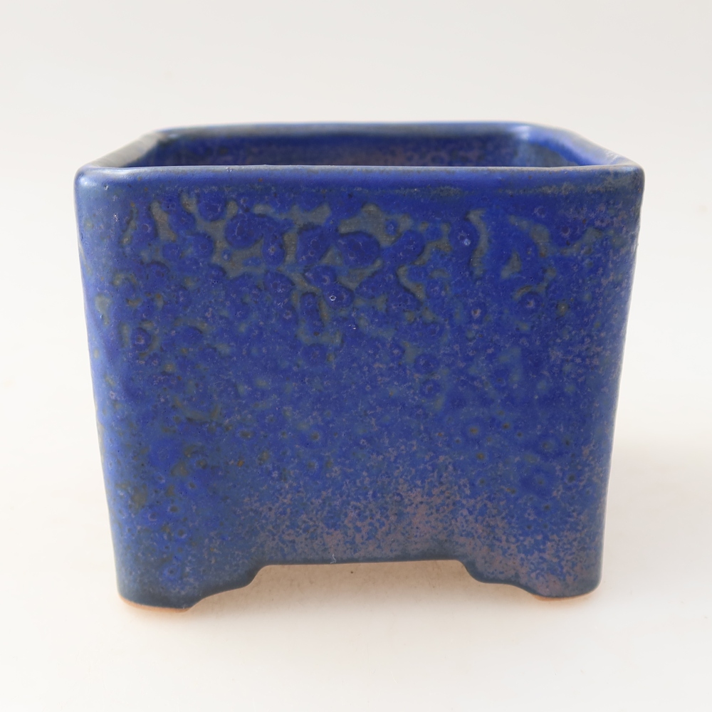Keramická bonsai miska 10 x 10 x 8 cm, barva modrá
