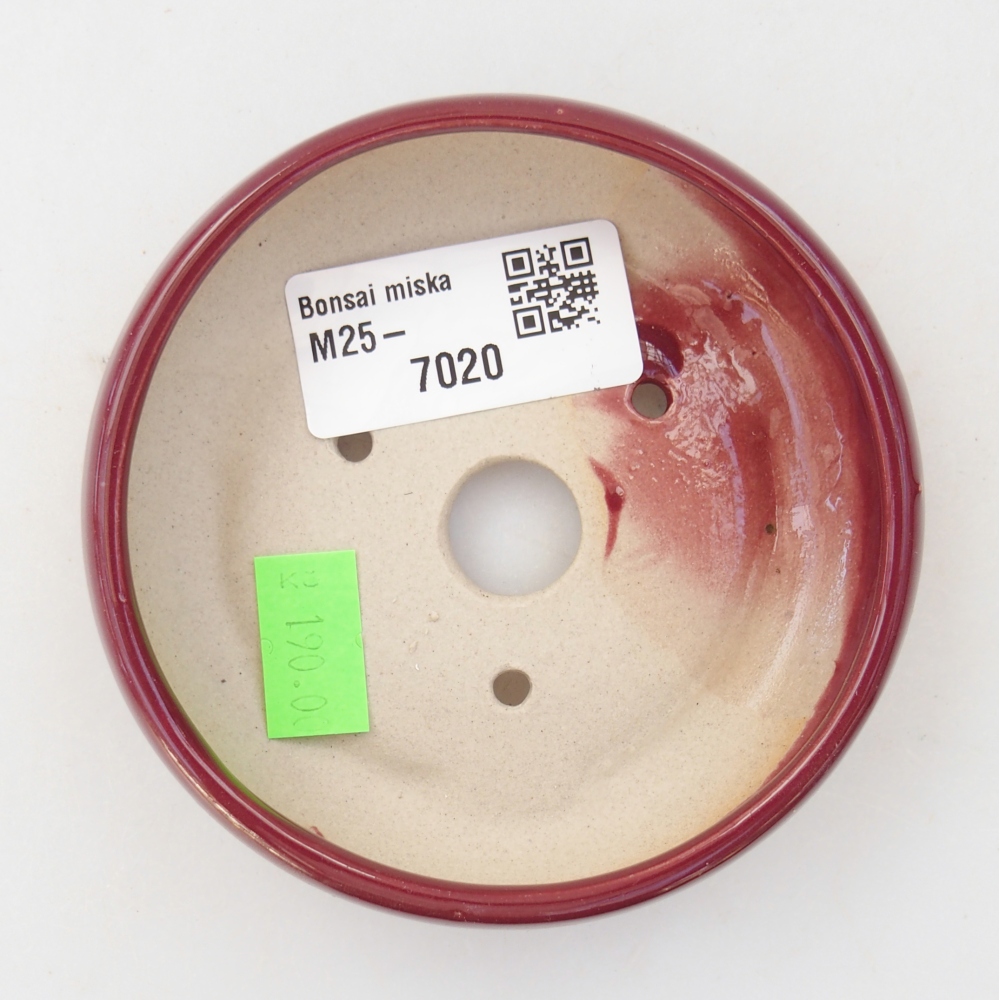 Keramická bonsai miska 9 x 9 x 2,5 cm, barva vínová