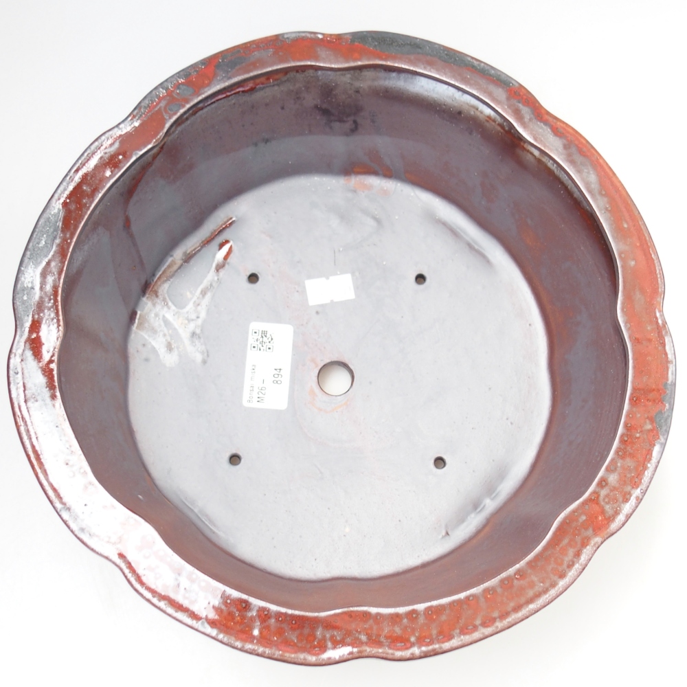 Keramická bonsai miska 26,5 x 26,5 x 8 cm, barva červená