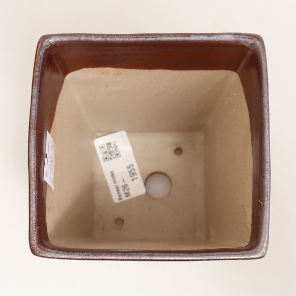 Keramická bonsai miska 9 x 9 x 12,5 cm, barva kovová