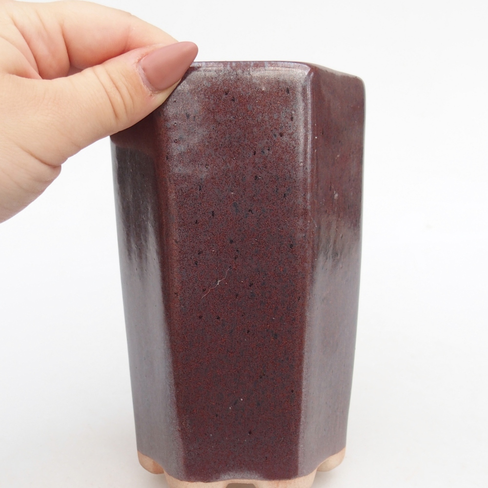 Keramická bonsai miska 10 x 8,5 x 14,5 cm, barva vinová