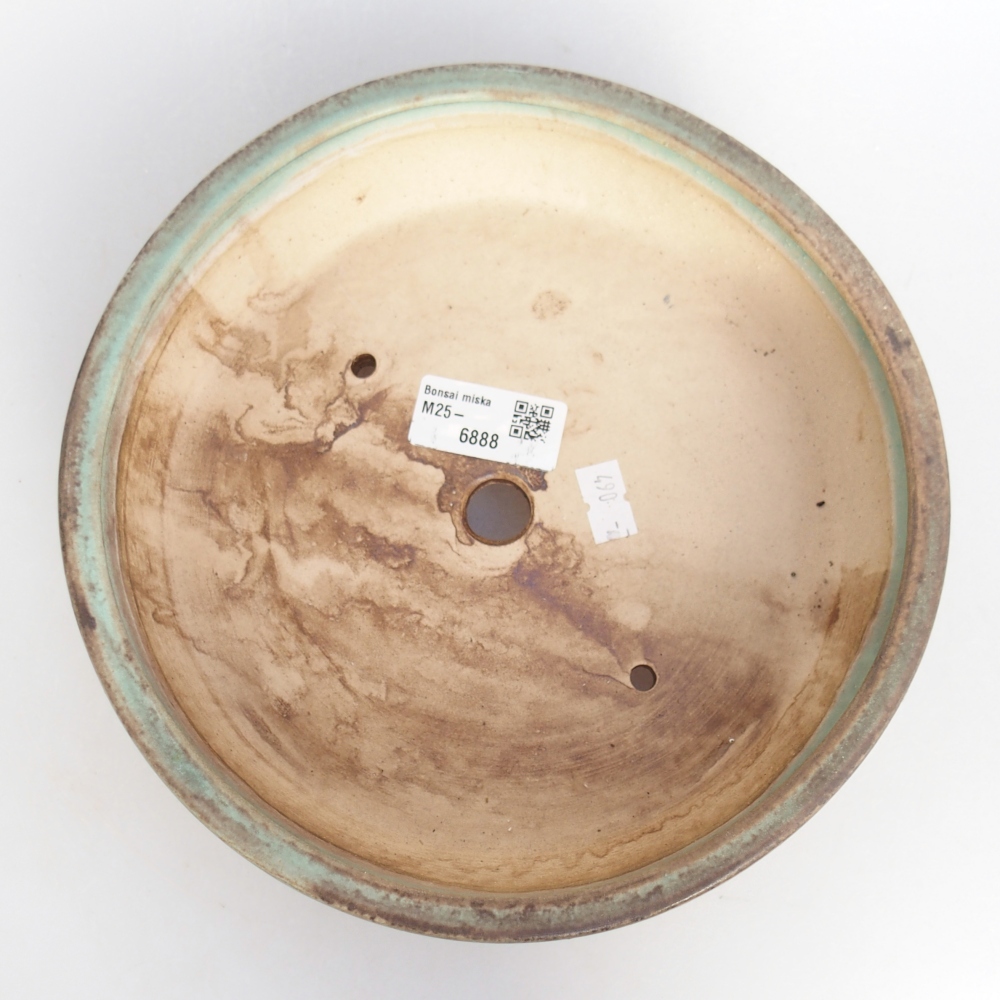 Keramická bonsai miska 21 x 21 x 6 cm, barva zelená