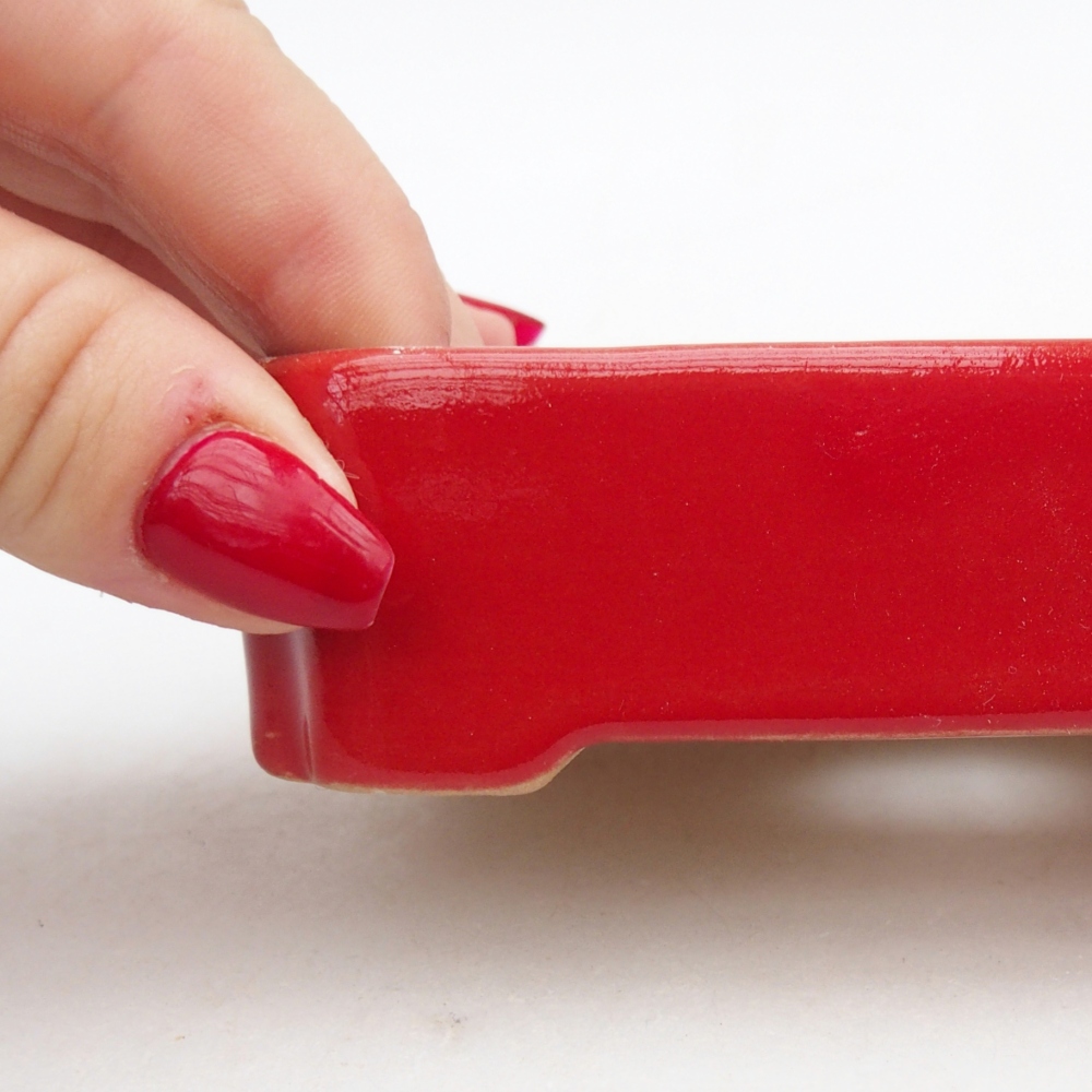 Keramická bonsai miska 11 x 9 x 3 cm, barva červená