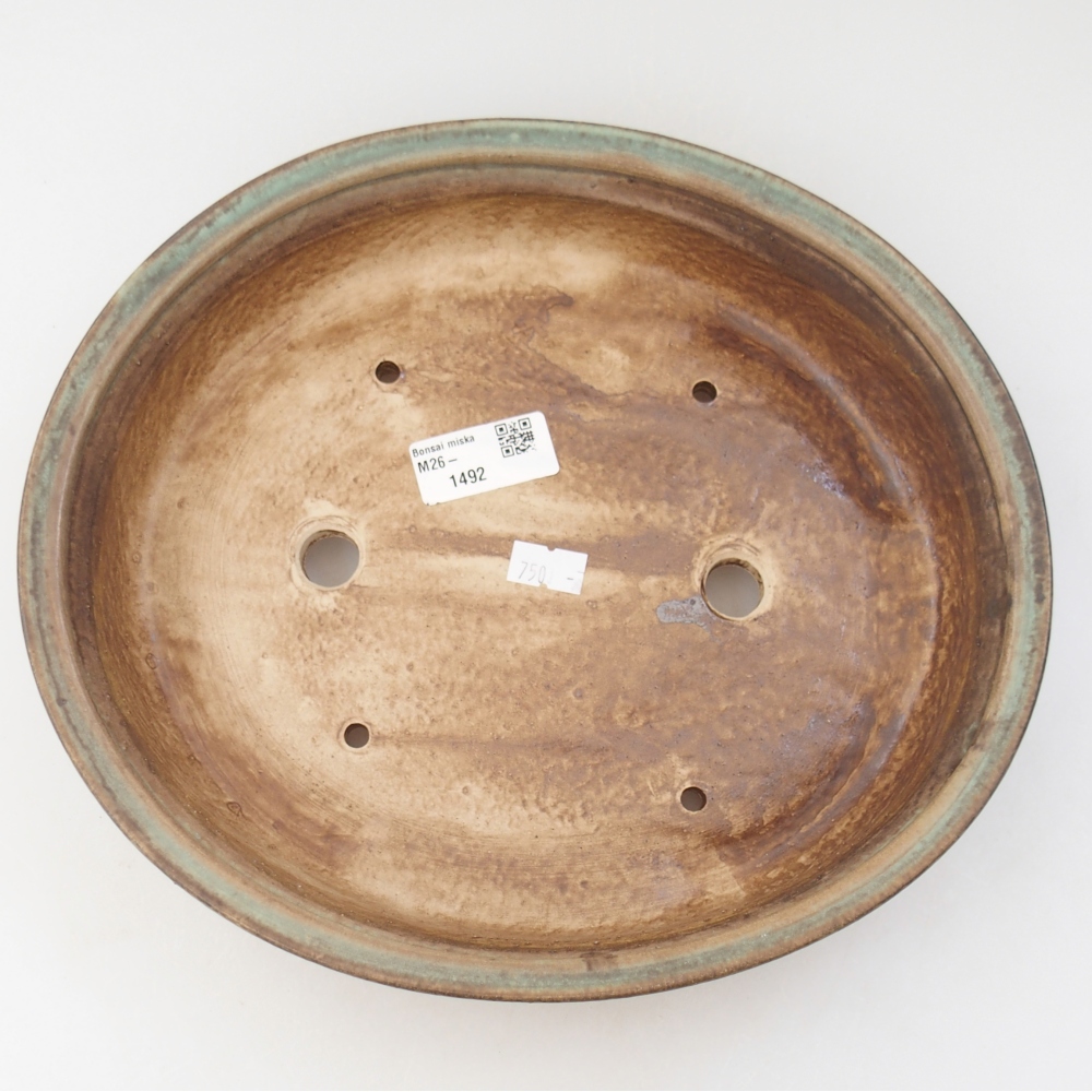 Keramická bonsai miska 26,5 x 23,5 x 5,5 cm, barva zelená