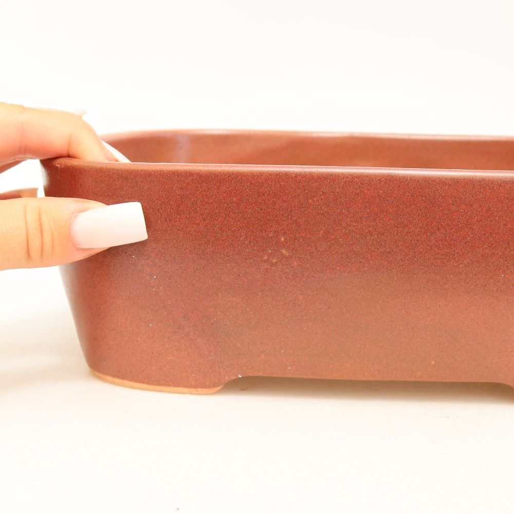 Keramická bonsai miska 23 x 17,5 x 7,5 cm, barva vínová