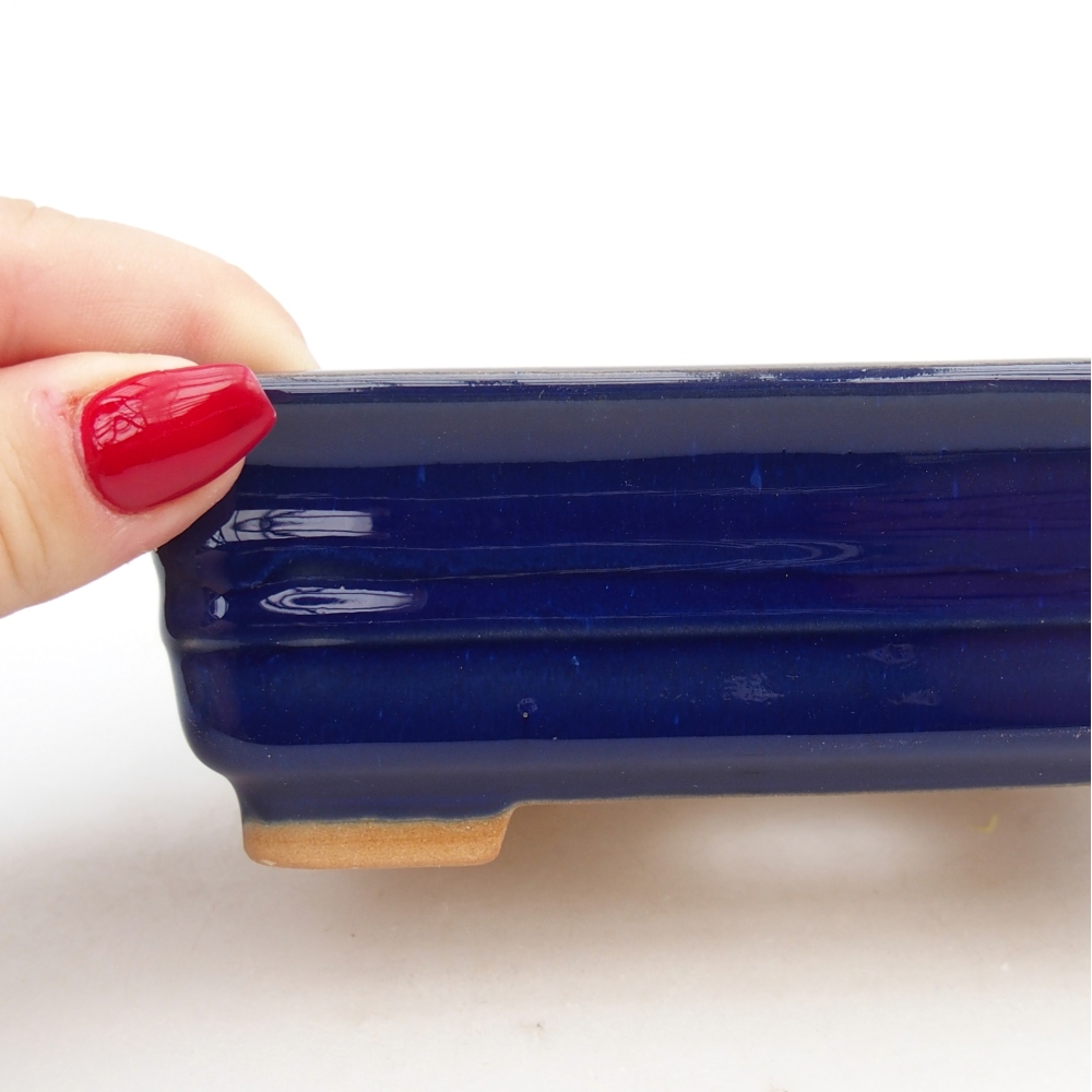 Keramická bonsai miska 13,5 x 10 x 4,5 cm, barva modrá