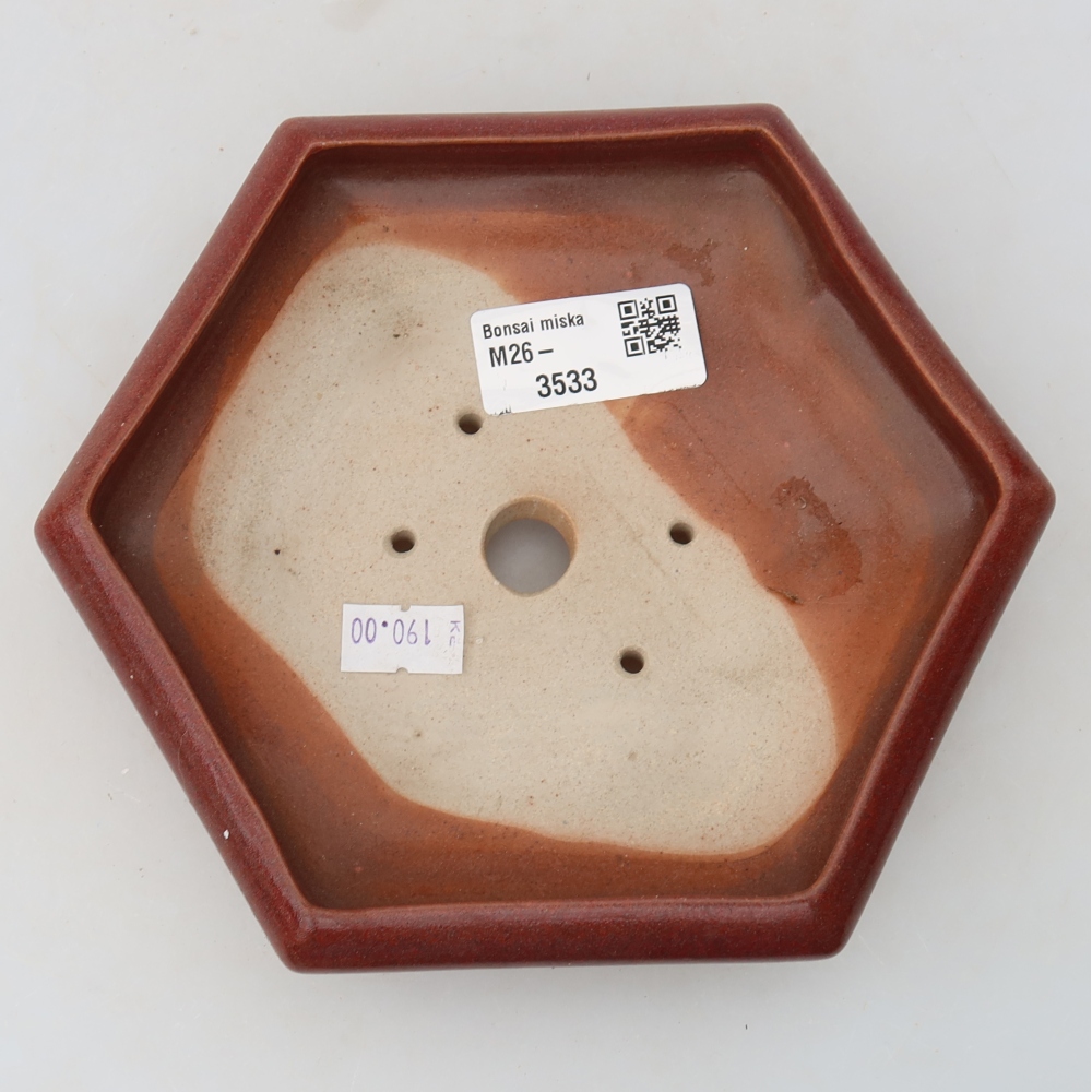 Keramická bonsai miska 17 x 15 x 4 cm, barva vínová