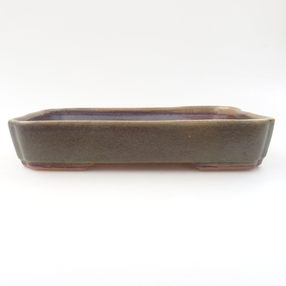 Keramická bonsai miska 18 x 13 x 3,5 cm, barva zelená