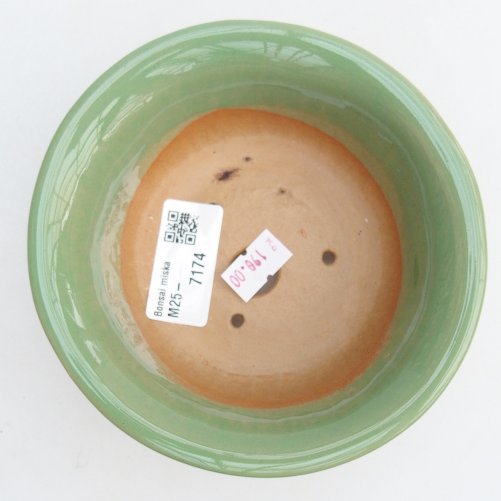 Keramická bonsai miska 13 x 13 x 5 cm, barva zelená