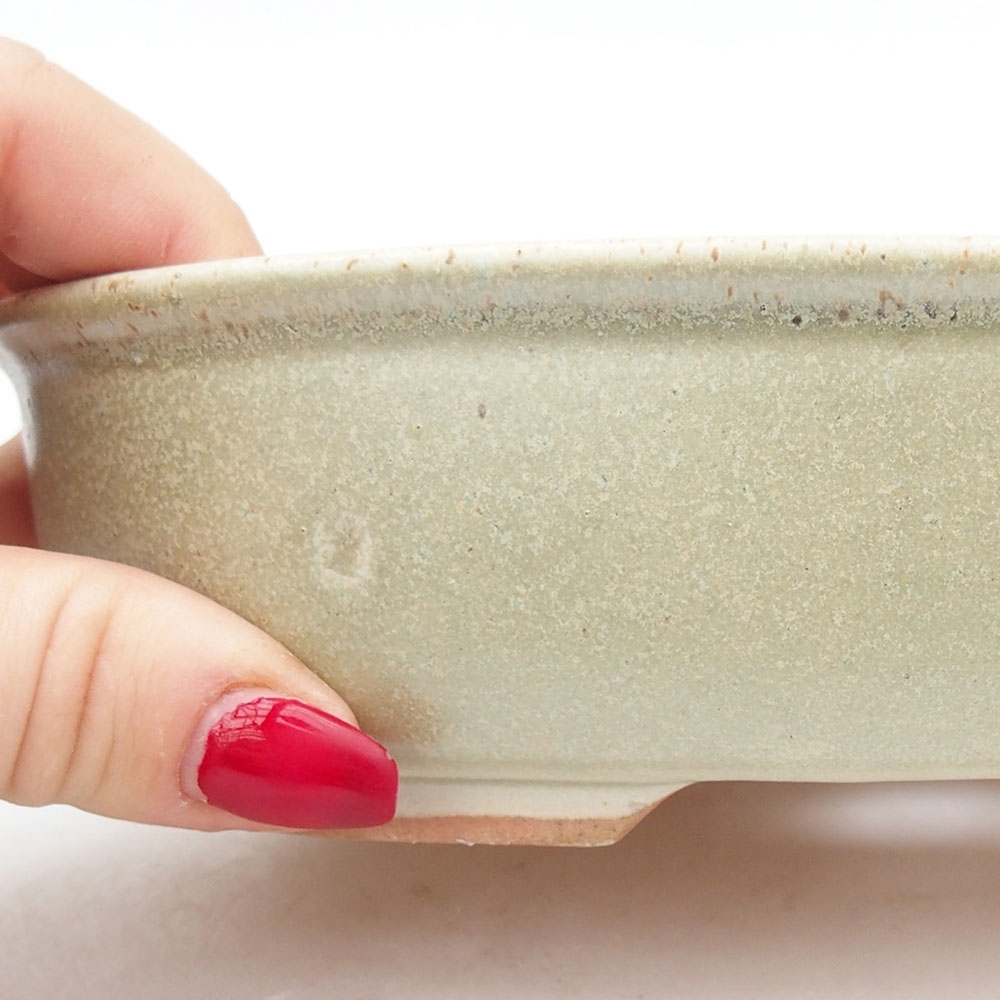 Keramická bonsai miska 19 x 14 x 5 cm, barva zelená