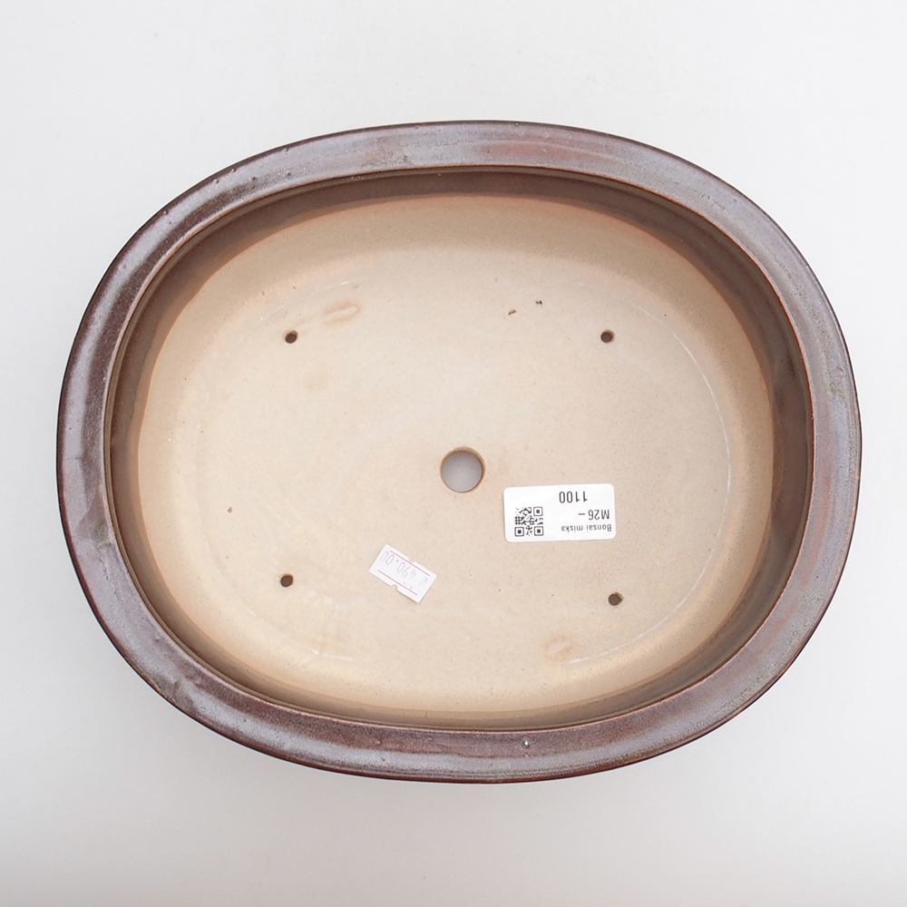 Keramická bonsai miska 25 x 20,5 x 8 cm, barva hnědá