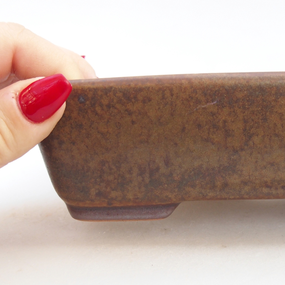 Keramická bonsai miska 18,5 x 13,5 x 3,5 cm, barva hnědá