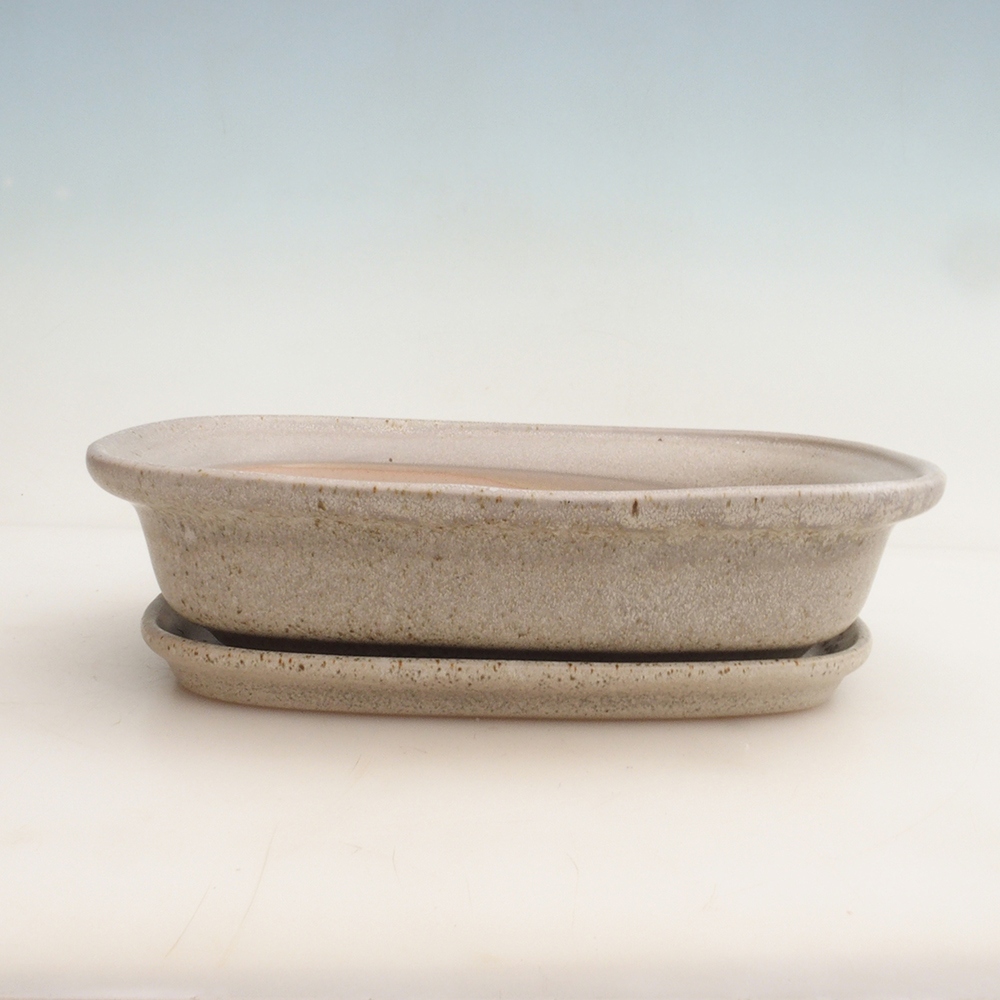 Bonsai miska + podmiska H25 - 23 x 17 x 5,5 cm. - béžová