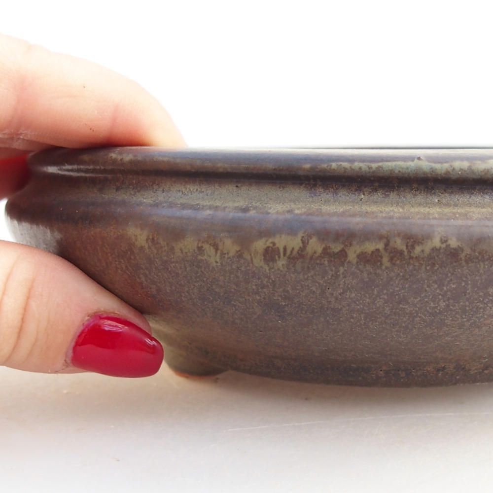 Keramická bonsai miska 16 x 16 x 5 cm, barva hnědá