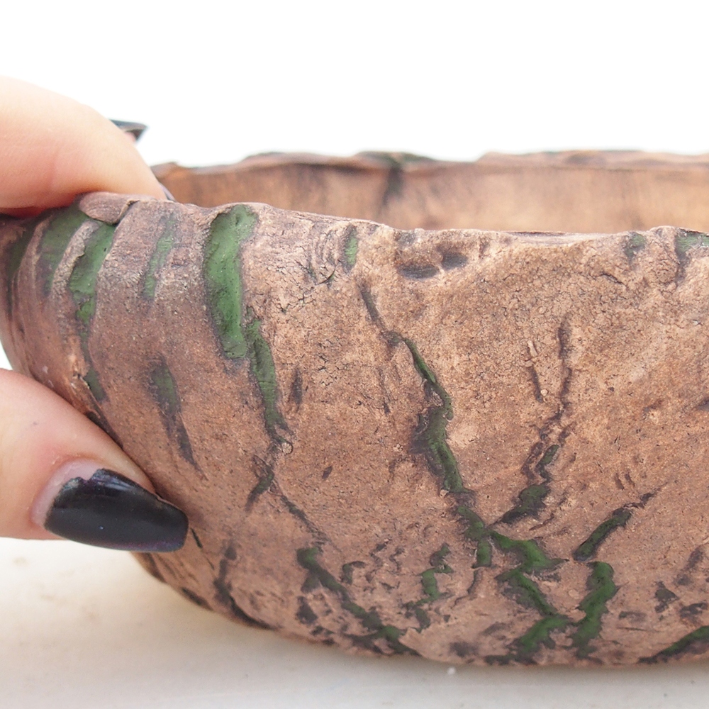 Keramická bonsai miska 17 x 17 x 6 cm, barva zelená