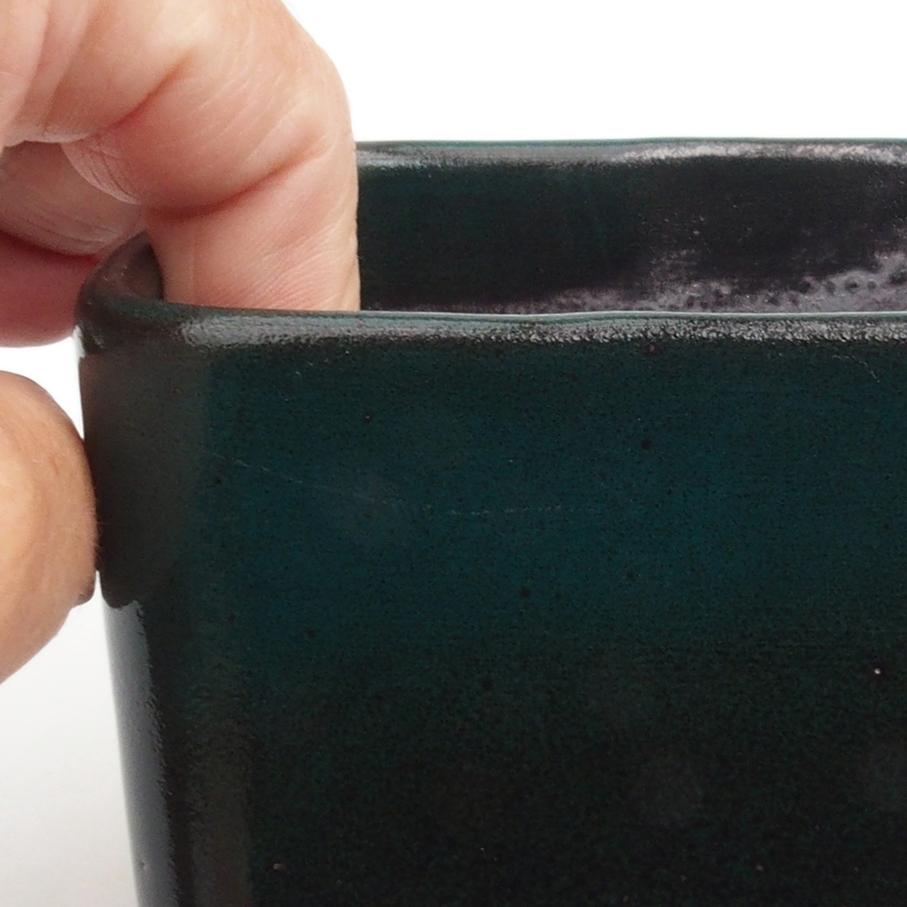 Keramická bonsai miska 10 x 10 x 8 cm, barva zelená