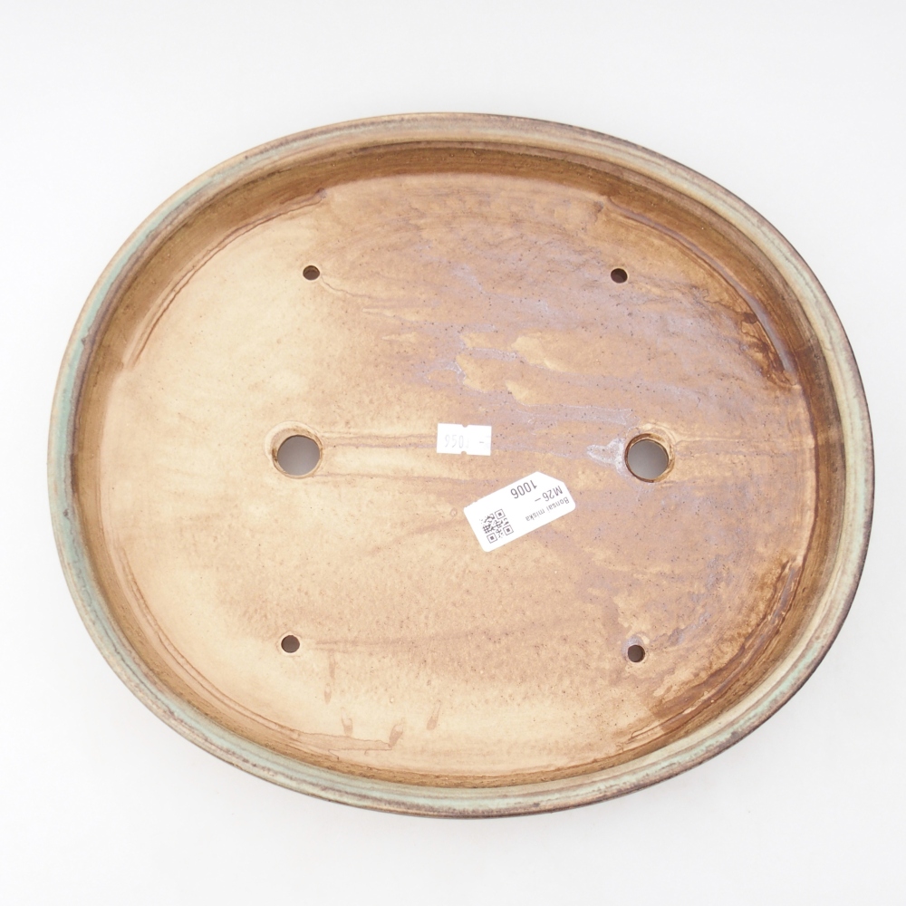 Keramická bonsai miska 30,5 x 27 x 4 cm, barva zelená