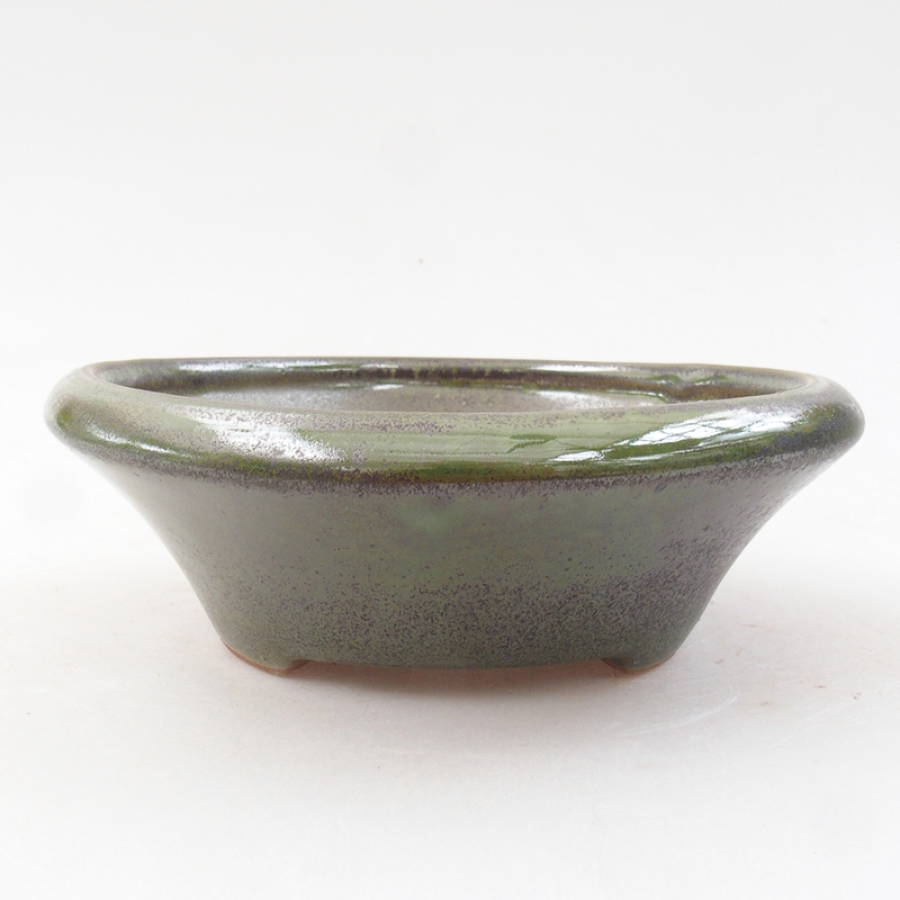 Keramická bonsai miska 13,5 x 13,5 x 5 cm, barva zelená