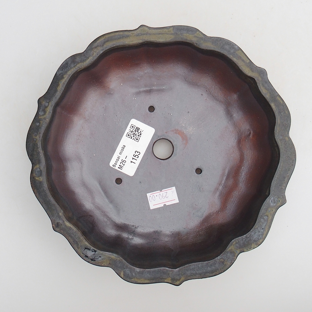 Keramická bonsai miska 18 x 18 x 4,5 cm, barva hnědá