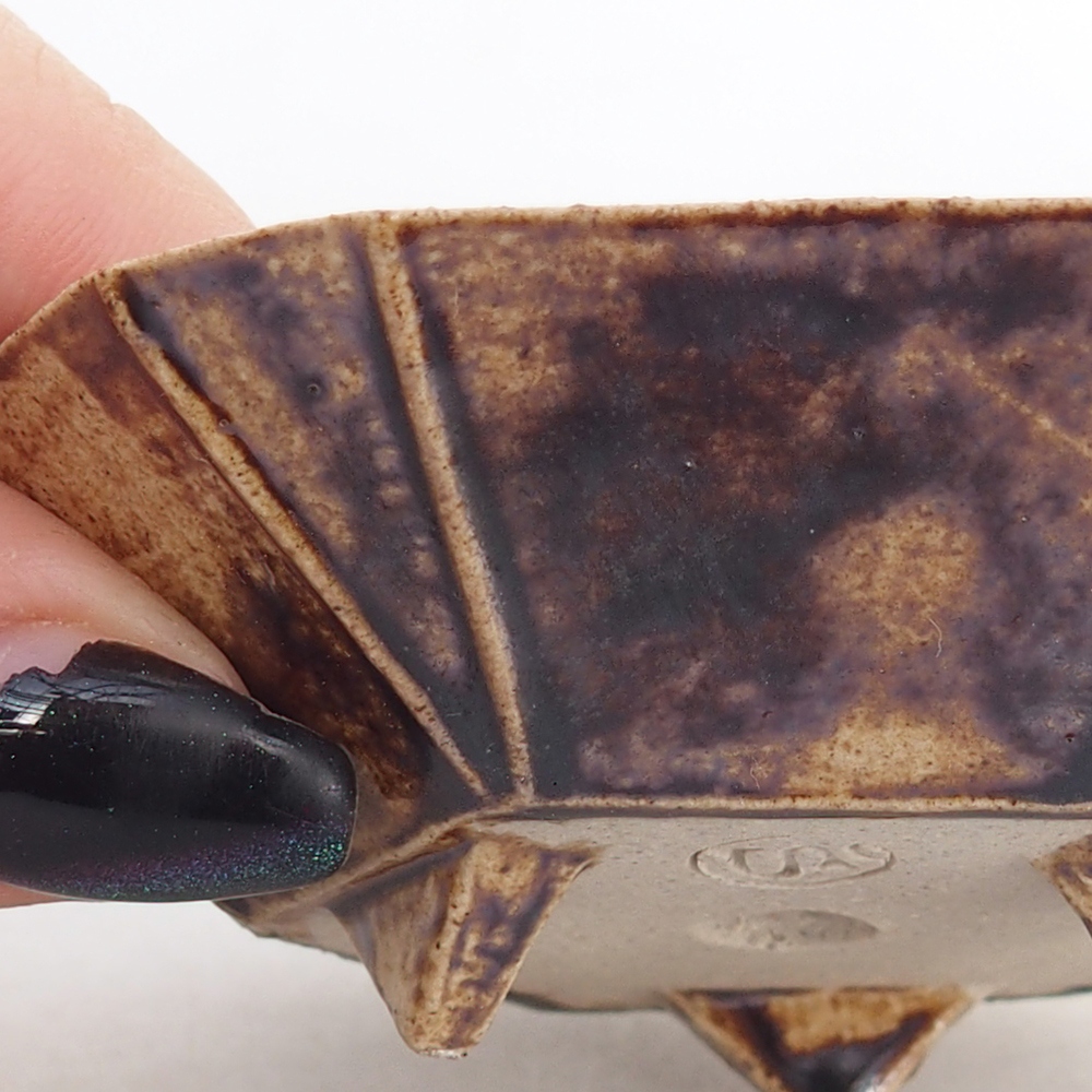 Keramická bonsai miska 8,5 x 8 x 2,5 cm, barva hnědá