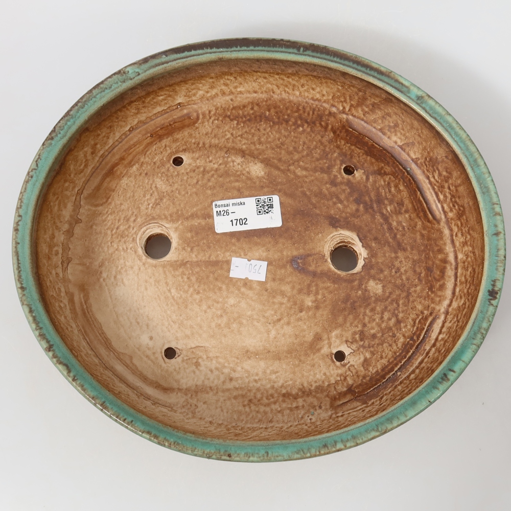 Keramická bonsai miska 26,5 x 24 x 5,5 cm, barva zelená