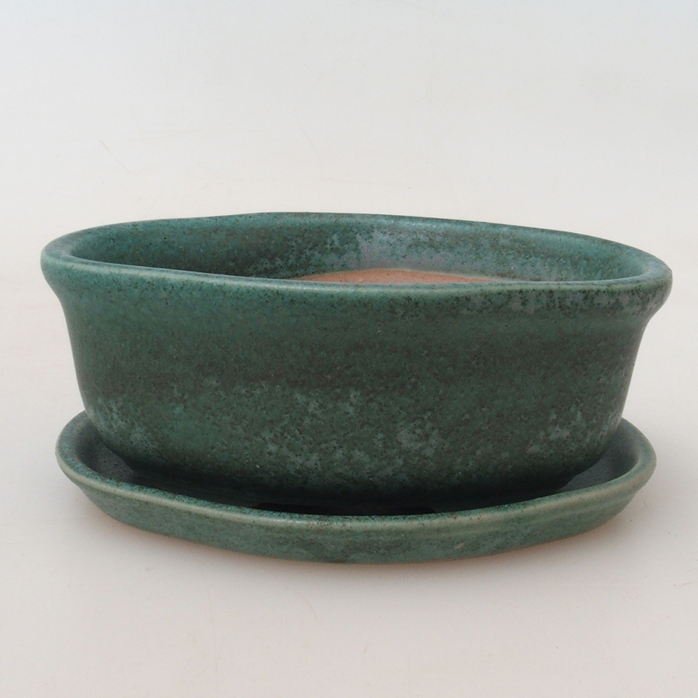 Bonsai miska + podmiska H05 - 11 x 8 x 4 cm. - zelená