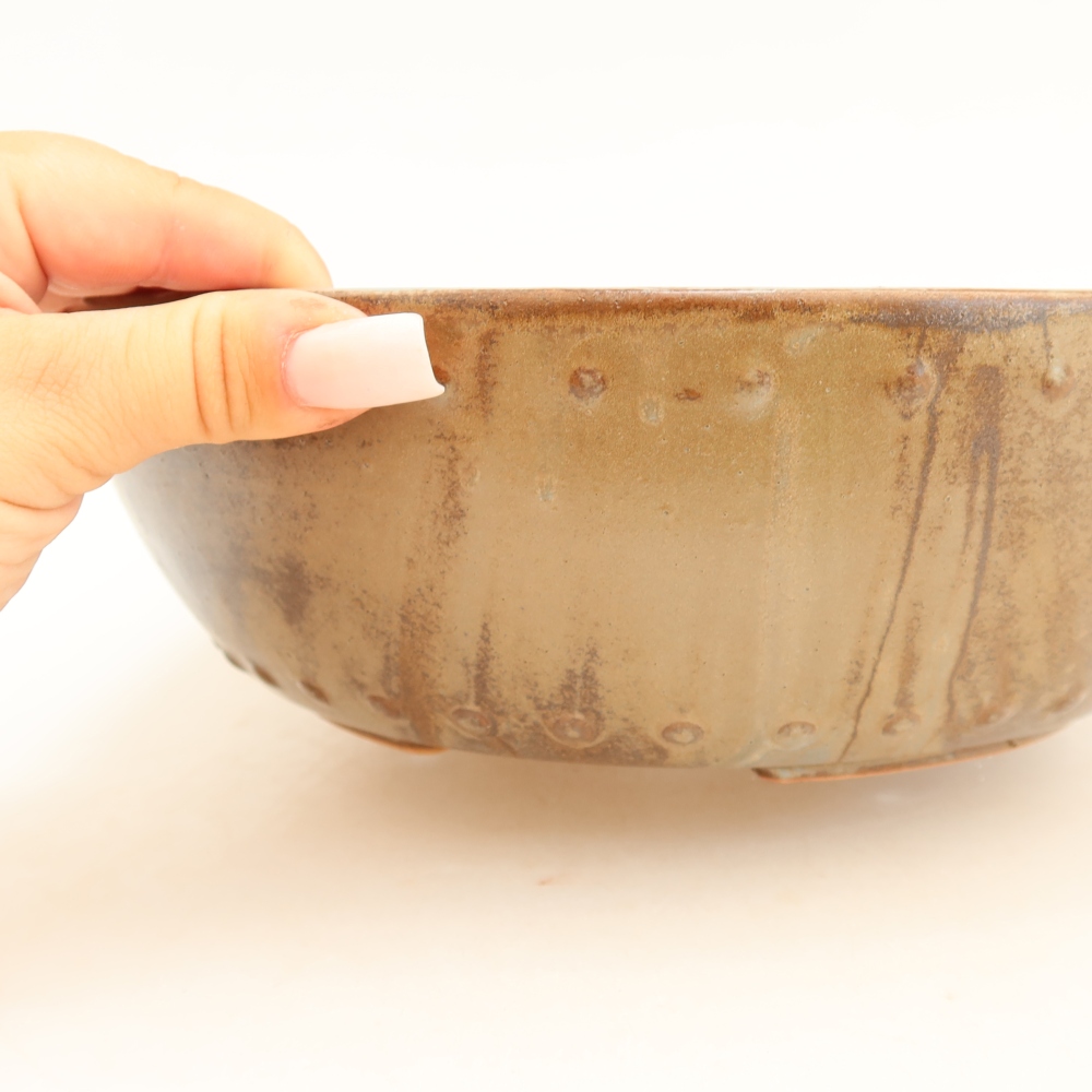 Keramická bonsai miska 24,5 x 24,5 x 7,5 cm, barva hnědá