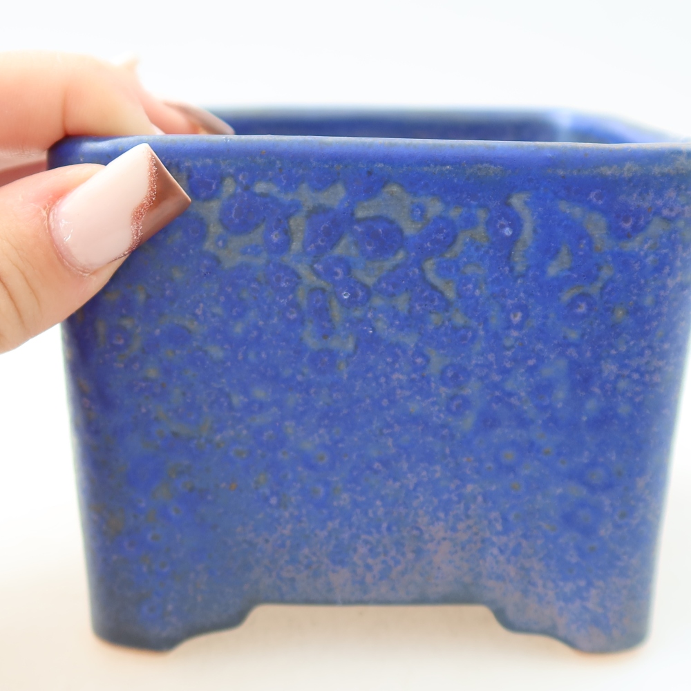 Keramická bonsai miska 10 x 10 x 8 cm, barva modrá