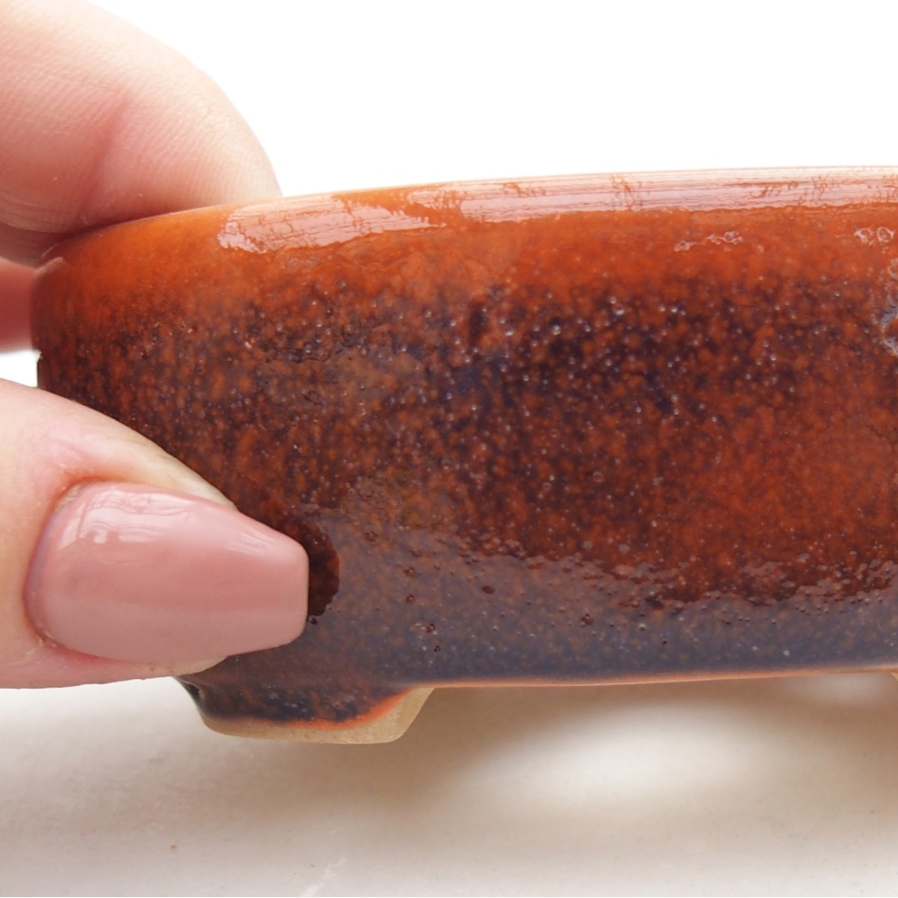 Keramická bonsai miska 9 x 7,5 x 3,5 cm, barva oranžová