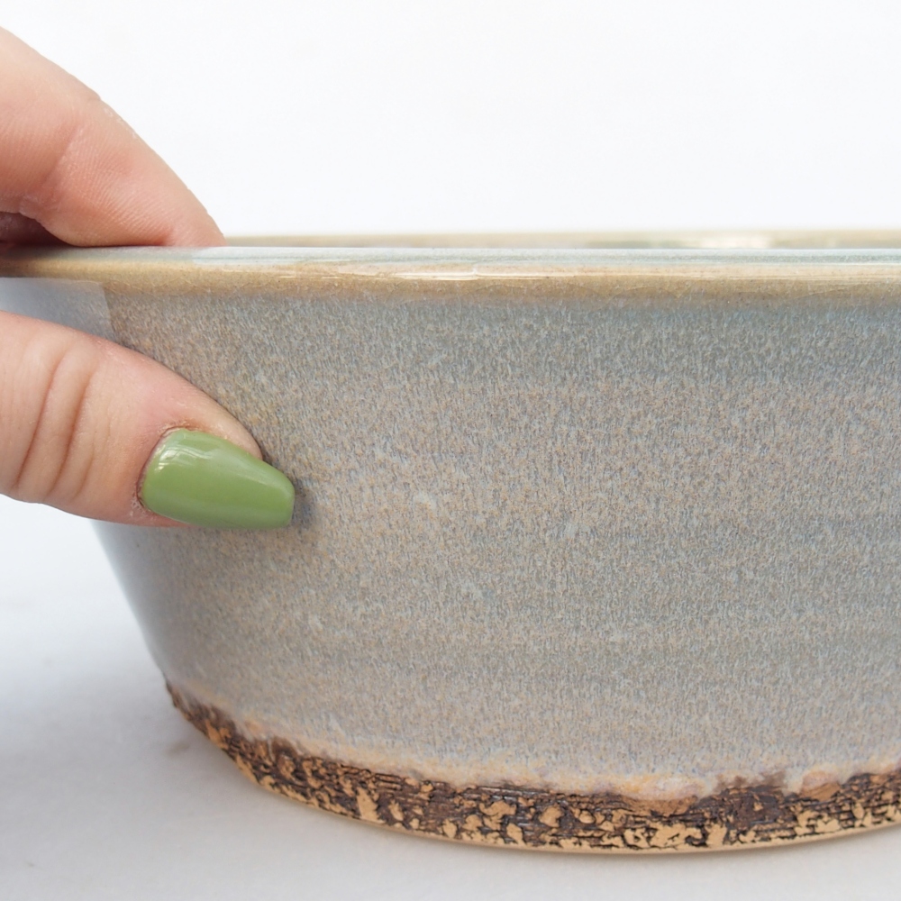 Keramická bonsai miska 21 x 21 x 8 cm, barva zelenohnědá