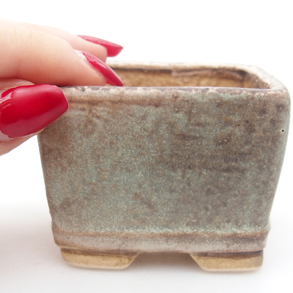 Keramická bonsai miska 6 x 6 x 4,5 cm, barva zelená