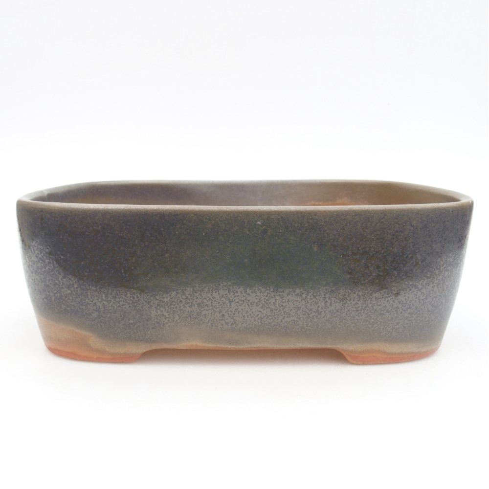 Keramická bonsai miska 23,5 x 19 x 7,5 cm, barva hnědozelená