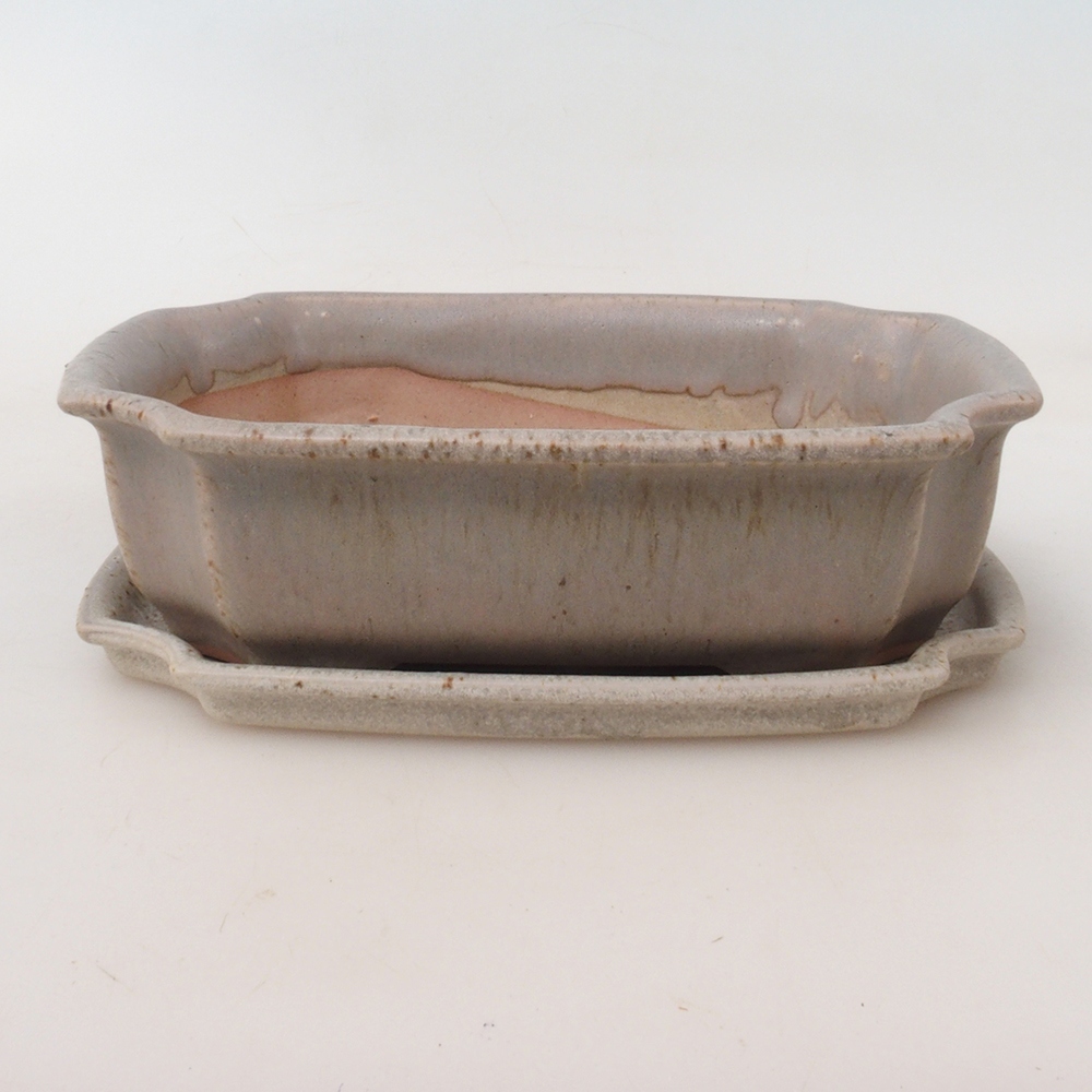 Bonsai miska + podmiska H03 - 16,5 x 12 x 4,5 cm. - béžová