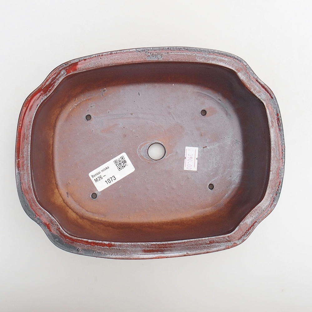 Keramická bonsai miska 22 x 16,5 x 7 cm, barva červená