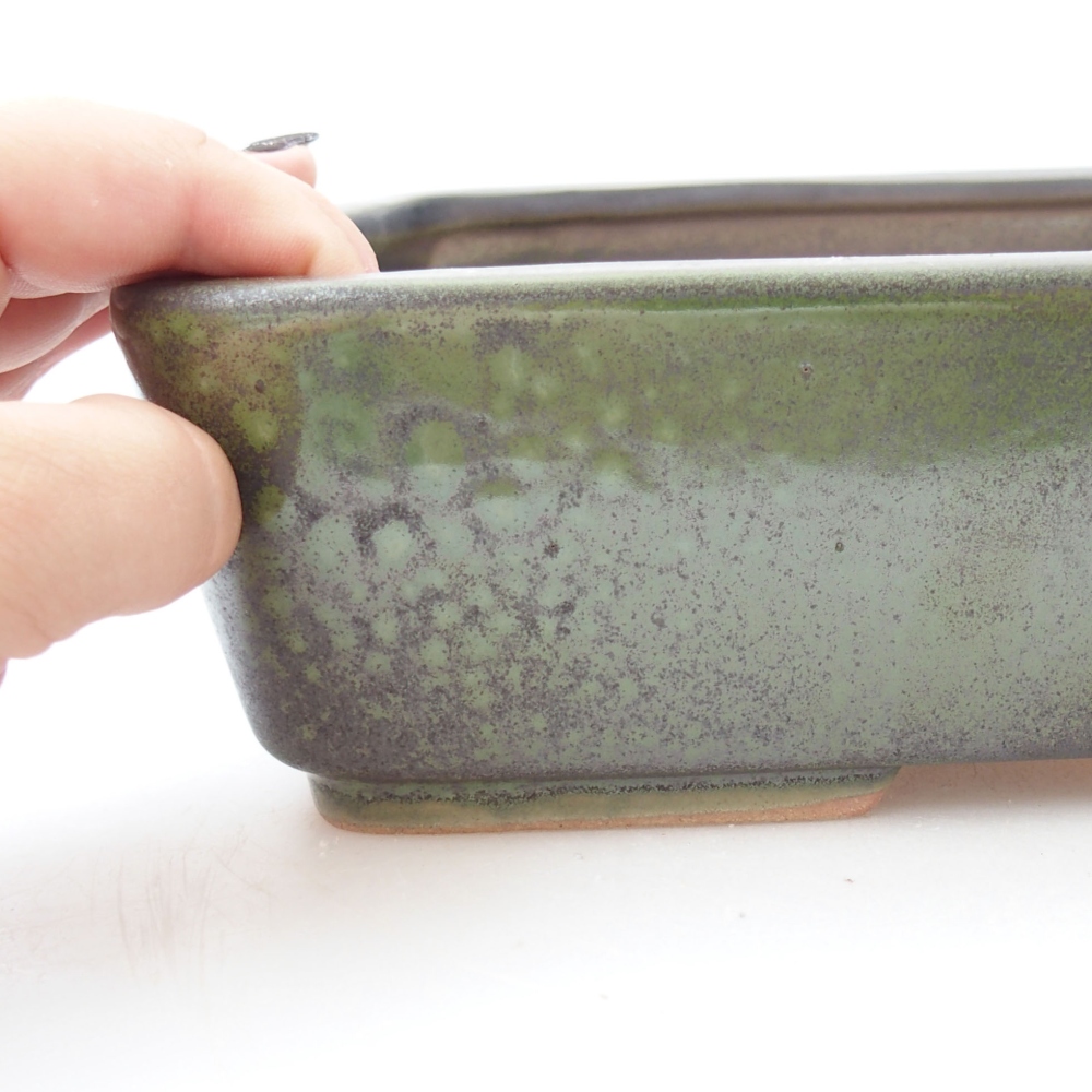 Keramická bonsai miska 26,5 x 20,5 x 6,5 cm, barva zelená