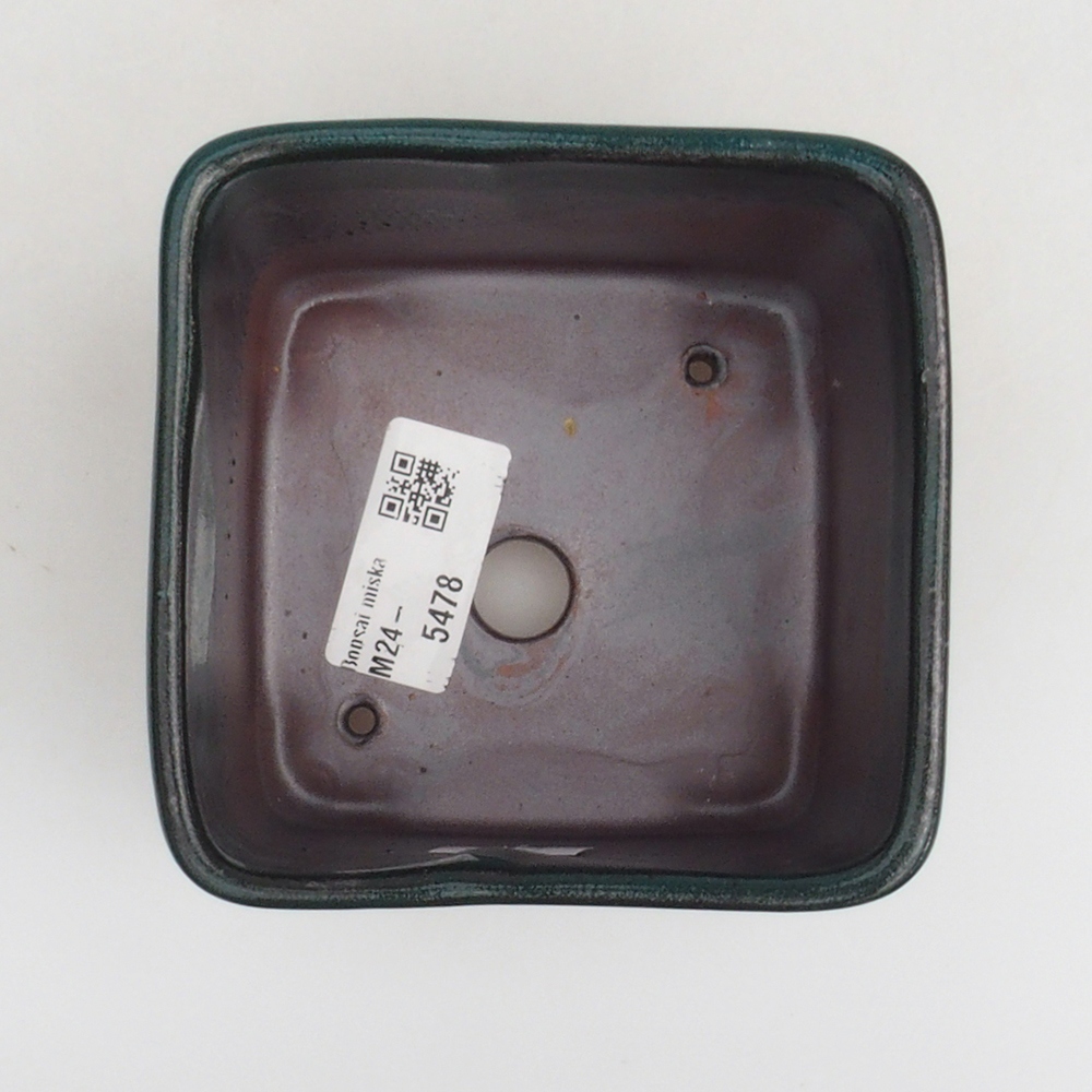 Keramická bonsai miska 10 x 10 x 8 cm, barva zelená