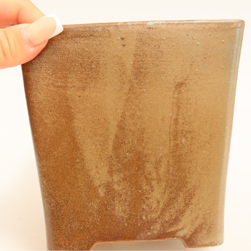 Keramická bonsai miska 13 x 13 x 13,5 cm, barva hnědá