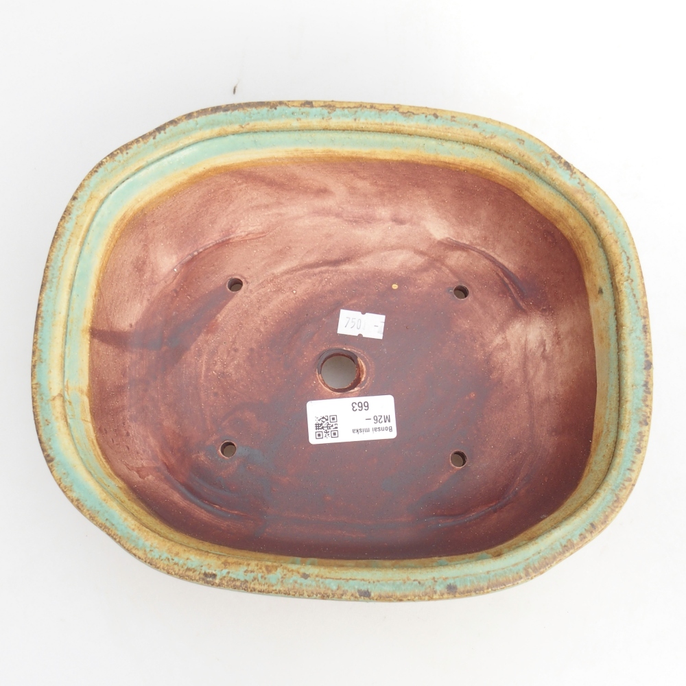 Keramická bonsai miska 25,5 x 21,5 x 8 cm, barva zelená