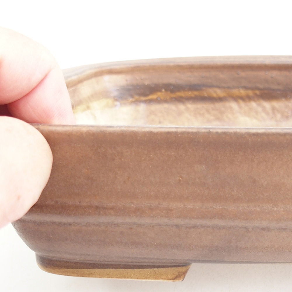 Keramická bonsai miska 21,5 x 17,5 x 5,5 cm, barva hnědá
