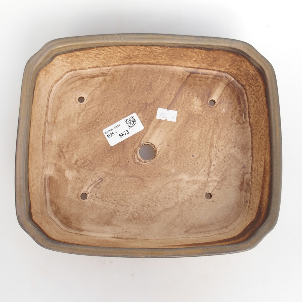 Keramická bonsai miska 25 x 21,5 x 6,5 cm, barva hnědá
