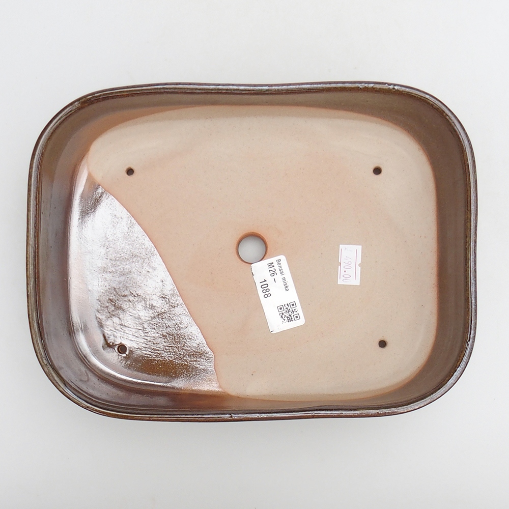 Keramická bonsai miska 23 x 18,5 x 5,5 cm, barva hnědozelená