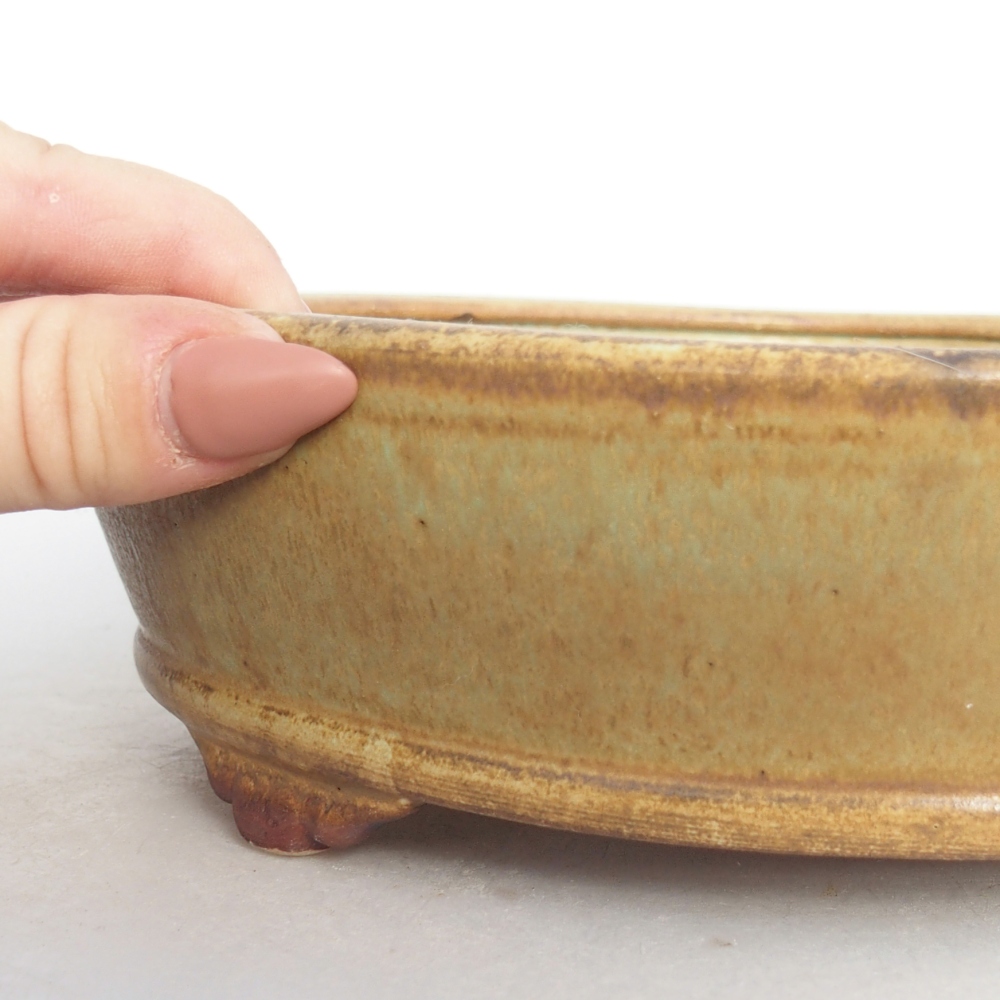 Keramická bonsai miska 21 x 21 x 6 cm, barva zelená