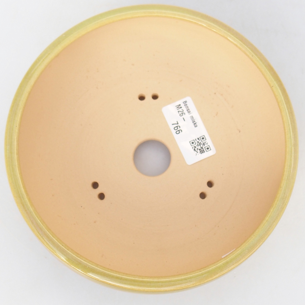 Keramická bonsai miska 15,5 x 15,5 x 5,5 cm, barva žlutozelená