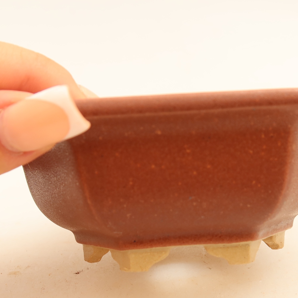 Keramická bonsai miska 12 x 10,5 x 4 cm, barva vínová