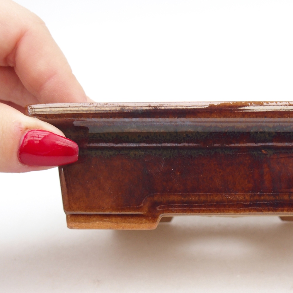 Keramická bonsai miska 13 x 10 x 4 cm, barva hnědá