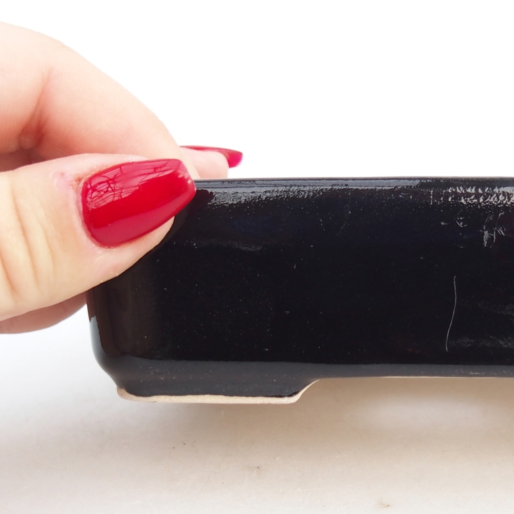 Keramická bonsai miska 12,5 x 9,5 x 3,5 cm, barva černá