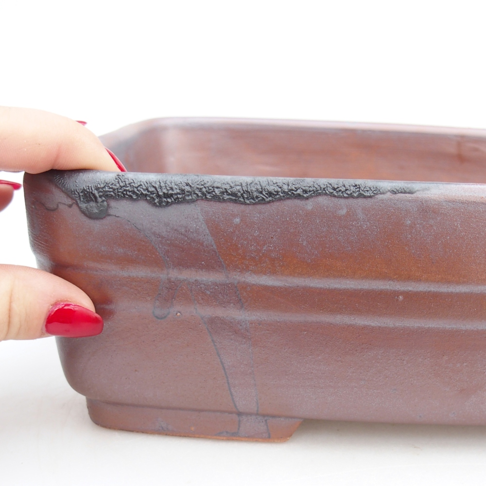 Keramická bonsai miska 26,5 x 19,5 x 8 cm, barva kovová