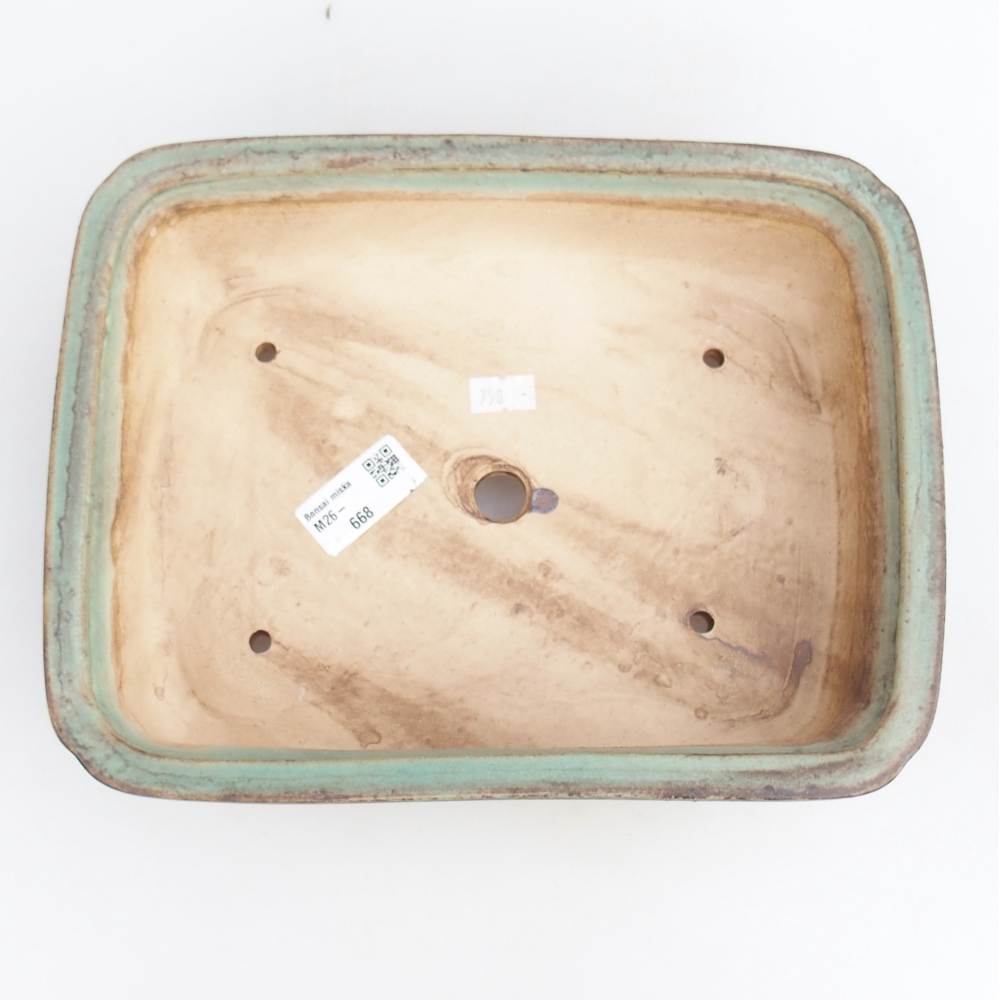 Keramická bonsai miska 25 x 20 x 7,5 cm, barva zelená